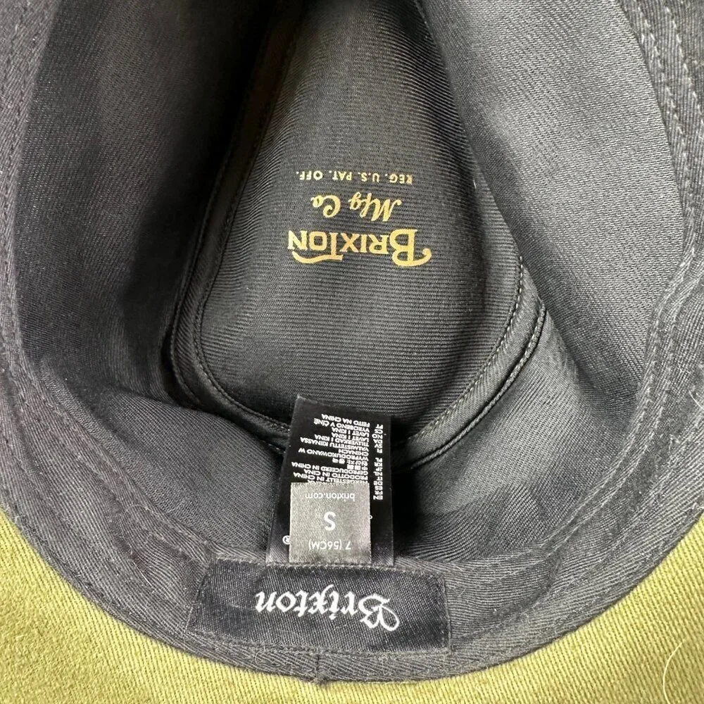 Brixton Wesley Packable Fedora Cotton Olive Green Leather Band Unisex Size Small